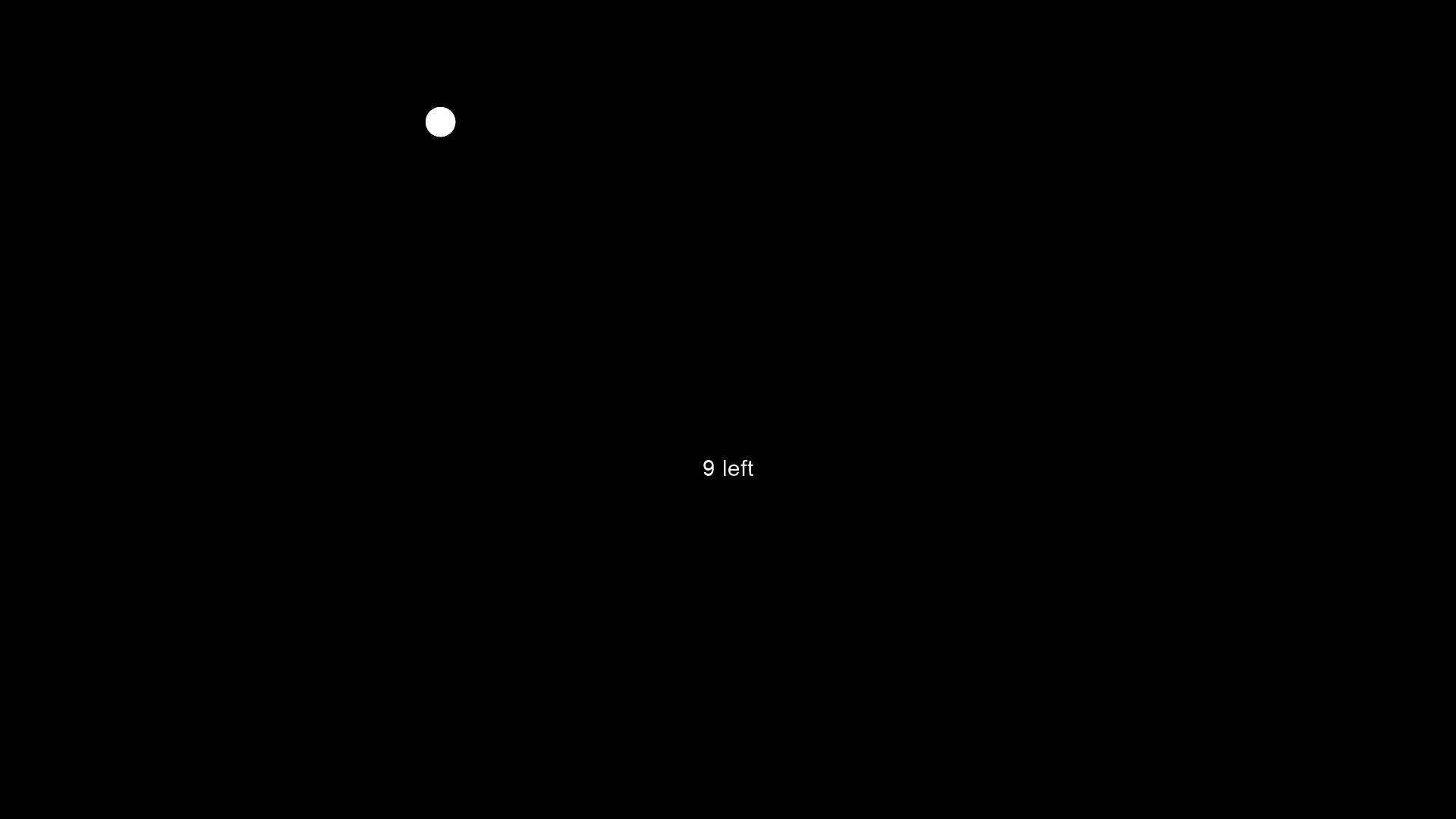 OcuTrace 9-point calibration screen showing a white target dot on a black background