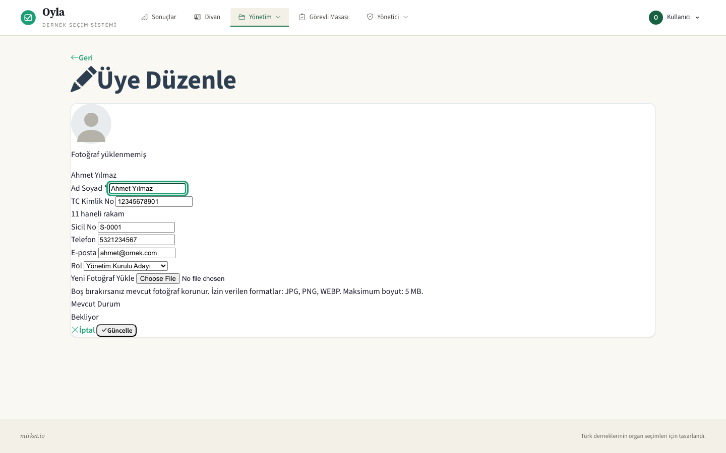 Üye Düzenle